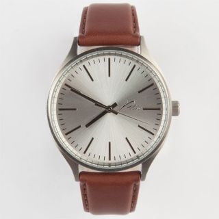 Leather Watch Silver/Brown One Size For Men 244493140