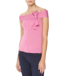 Bow Off The Shoulder Knit Blouse, Pink