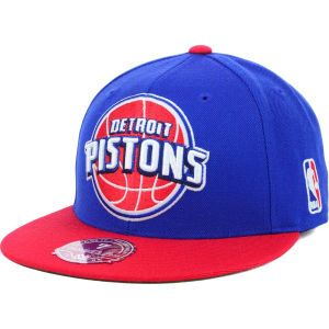 Detroit Pistons Mitchell and Ness NBA XL Logo 2 Tone Fitted Cap