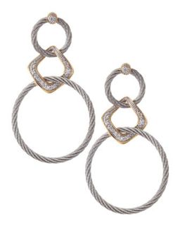 Two Hoop Diamond Link Earrings