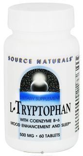 Source Naturals   L Tryptophan With Coenzyme B 6 500 mg.   60 Tablets