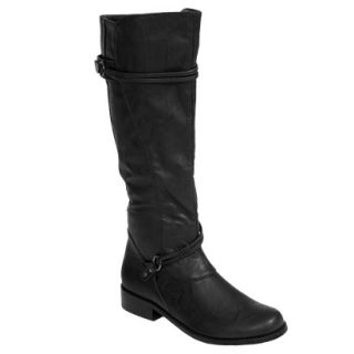 Womens Journee Collection Buckle Accent Tall Boot   Black (8.5)