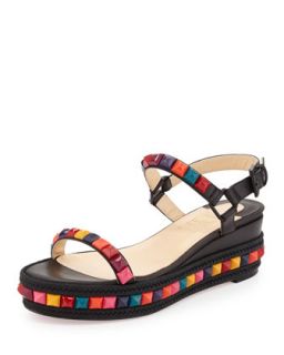 Cataclou Studded Platform Sandal, Black Multi   Christian Louboutin