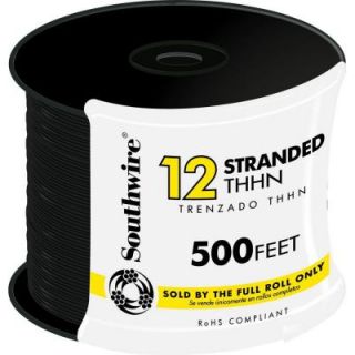 Southwire 500 ft. 12/1 Stranded THHN Wire   Black 22964157 