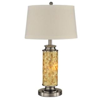 Dale Tiffany 26 in. Camden Mosaic Satin Nickel Table Lamp with Night Light PT12298