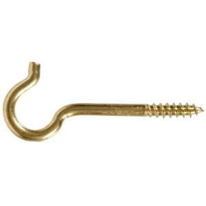The Hillman Group 0.263 x 4 7/16 in. Solid Brass Round Ceiling Type Screw Hook (10 Pack) 321238.0