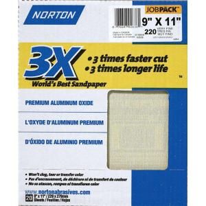 Norton 9 in. x 11 in. 220 Grit Very Fine Sanding Sheets 02636