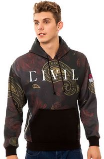 Civil Hoody Freedom Fighter Pullover in All Over Paisley Black