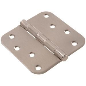 The Hillman Group 4 in. Satin Nickel Residential Door Hinge with 5/8 in. Round Corner Removable Pin Full Mortise (18 Pack) 852851.0