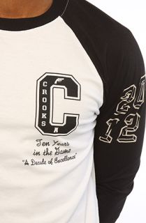 Crooks and Castles The Collegiate Raglan in White and Black