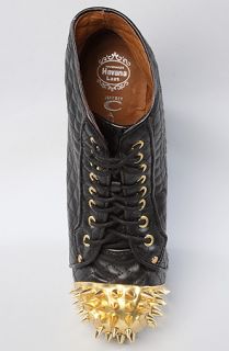 Jeffrey Campbell Shoe Quilted Gold Spikes in Black