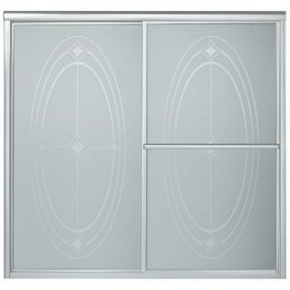 Deluxe 59 3/8 in. x 56 1/4 in. Framed Bypass Tub/Shower Door in Matte Silver with Ellipse Glass Pattern 5907 59V