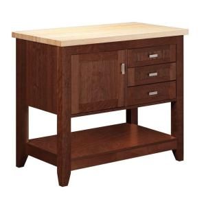 Strasser Woodenworks Tuscany 42 in. Kitchen Island in Chocolate Cherry with Maple Top 49.503.2