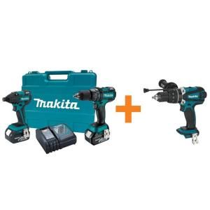 Makita 18 Volt LXT Lithium Ion Brushless Cordless Combo Kit (2 Piece) with Free Hammer Driver Drill XT248 LXPH03Z