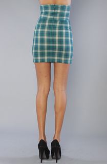 NTICE The Plaid Diamond Quilted High Waist Mini in Teal