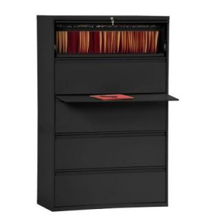 Sandusky 800 Series 42 in. W 5 Drawer Full Pull Lateral File Cabinet in Black LF8F425 09
