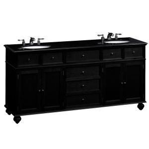 Home Decorators Collection Hampton Bay Double Sink Cabinet with Black Granite Top in Black DISCONTINUED 3885400210