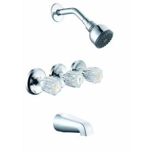 Glacier Bay Aragon 3 Handle 1 Spray Tub and Shower Faucet in Chrome 834 0201