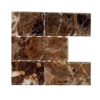 Splashback Tile Rich Dark Emperador Chamfered 2 in. x 4 in. Marble Mosaic   6 in. x 6 in.x 8 mm Floor and Wall Tile Sample (1 sq. ft.) L3C1