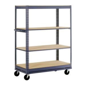 Edsal 60 in. W x 66 in. H x 24 in. D Mobile Steel Commercial Shelving Unit RT602466 4
