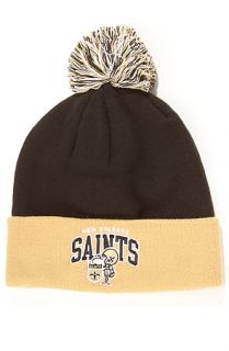 Mitchell & Ness The New Orleans Saints Arch Logo Cuffed Pom Beanie in Black Gold