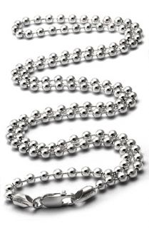 King Ice Italian 3mm Bead Ball925 Sterling Silver Chain