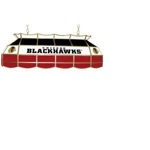 Trademark Global NHL Chicago Blackhawks 3 Light Stained Glass Tiffany Lamp NHL4000 CBH