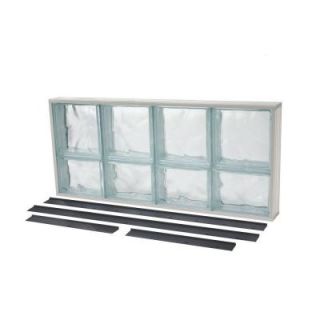 TAFCO WINDOWS NailUp2 32 in. x 14 in., Wave Pattern Solid Glass Block Window NU2 3214WS