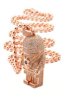 King Ice Rose Gold Mini Astronaut925 Sterling Silver Necklace