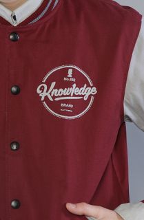 Know1edge The Stanford Varsity Sweatshirt in Burgundy Grey