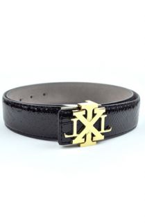ILLxILL Black Python Belt with Gold Logo