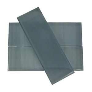 Splashback Tile Contempo Blue Gray Polished 4 in. x 12 in. x 8 mm Glass Subway Floor and Wall Tile (1 sq. ft.) CONTEMPO BLUE GRAY POLISHED 4 X 12