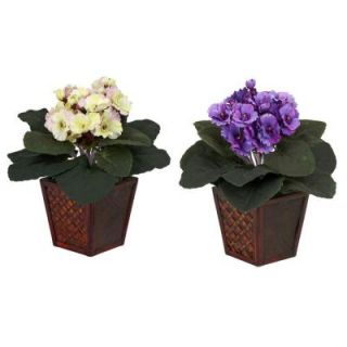 10.0 in. H Assorted African Violet with Vase Silk Plant (Set of 2) 6685 S2
