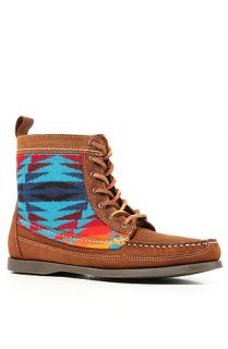 *Sole Boutique Boot Samosa in Brown Leather and Turquoise Pendleton Fabric