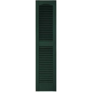 Builders Edge 12 in. x 52 in. Louvered Vinyl Exterior Shutters Pair in #122 Midnight Green 010120052122