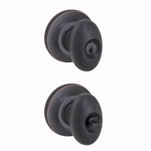 Fusion Oil Rubbed Bronze Egg Knob with Cambridge Rose Keyed K 02 Z2 O ORB