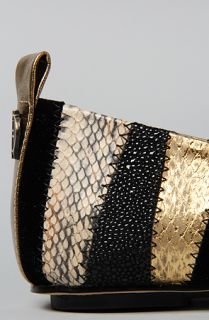 House of Harlow 1960 The Kail Shoe in Black and Gold Multi