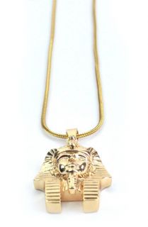 The Gold Gods 18k Gold Pharoah Head Necklace