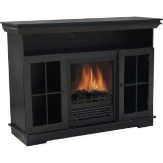 Quality Craft 48 in. Electric Fireplace Media Unit with Mantel in Black MM405 48FBK
