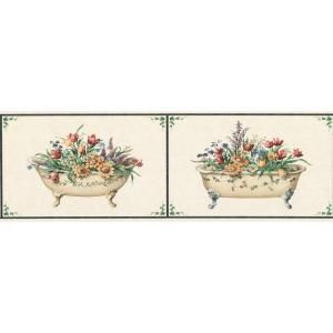 The Wallpaper Company 6.83 in. x 15 ft. Black Framed Bathtubs Border DISCONTINUED WC1283301