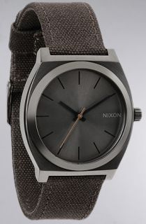 Nixon The Time Teller Canvas Watch in All Gunmetal Brown Taupe