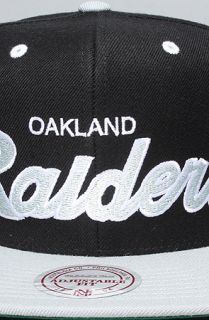 Mitchell & Ness The Oakland Raiders Script 2Tone Snapback Cap in Black Siver