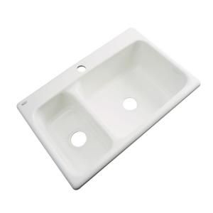 Thermocast Wyndham Drop in Acrylic 33x22x9.25 in. 1 Hole Double Bowl Kitchen Sink in Biscuit 42103