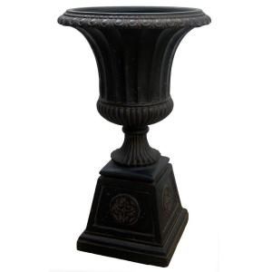 29 in. H Cast Stone Charcoal Finish Urn on Pedestal PF5882AC