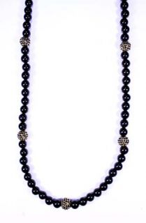 Domo Beads Onyx W Gold Rhinestones Necklace
