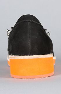 Jeffrey Campbell The Captive Shoe in Orange Silver and Black Suede