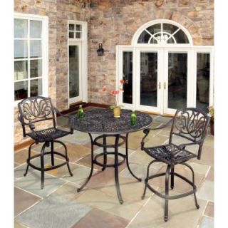 Home Styles Floral Blossom 3 Piece Patio Bistro Set with Burnt Sierra Leaf Cushions 5558 359