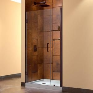 DreamLine Unidoor 39   40 in. x 72 in. Frameless Hinge Shower Door in Oil Rubbed Bronze with Glass Shelves SHDR 20397210S 06