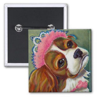 Cavalier King Charles Spaniel Dog Princess ART Pinback Button