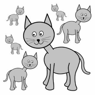 Cute Gray Cats. Cat Cartoon. Photo Sculpture
